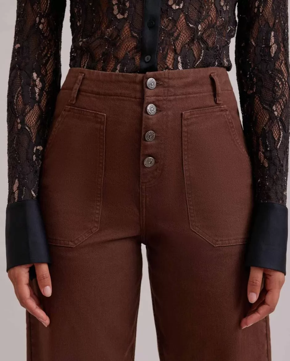 Anne Fontaine Bottoms*Straight Leg Cropped Pant Brown