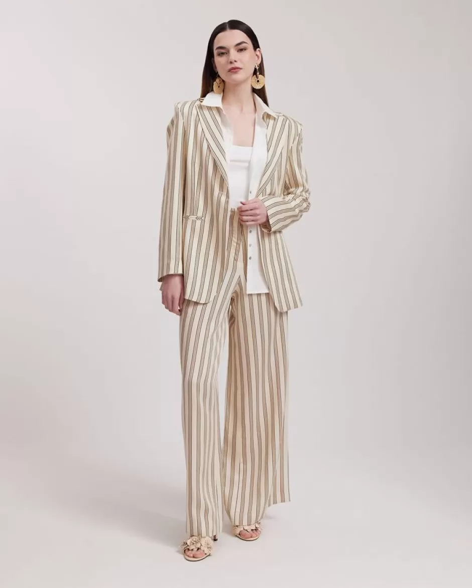 Anne Fontaine Jackets & Coats*Striped Oversized Open Linen Blazer Beige