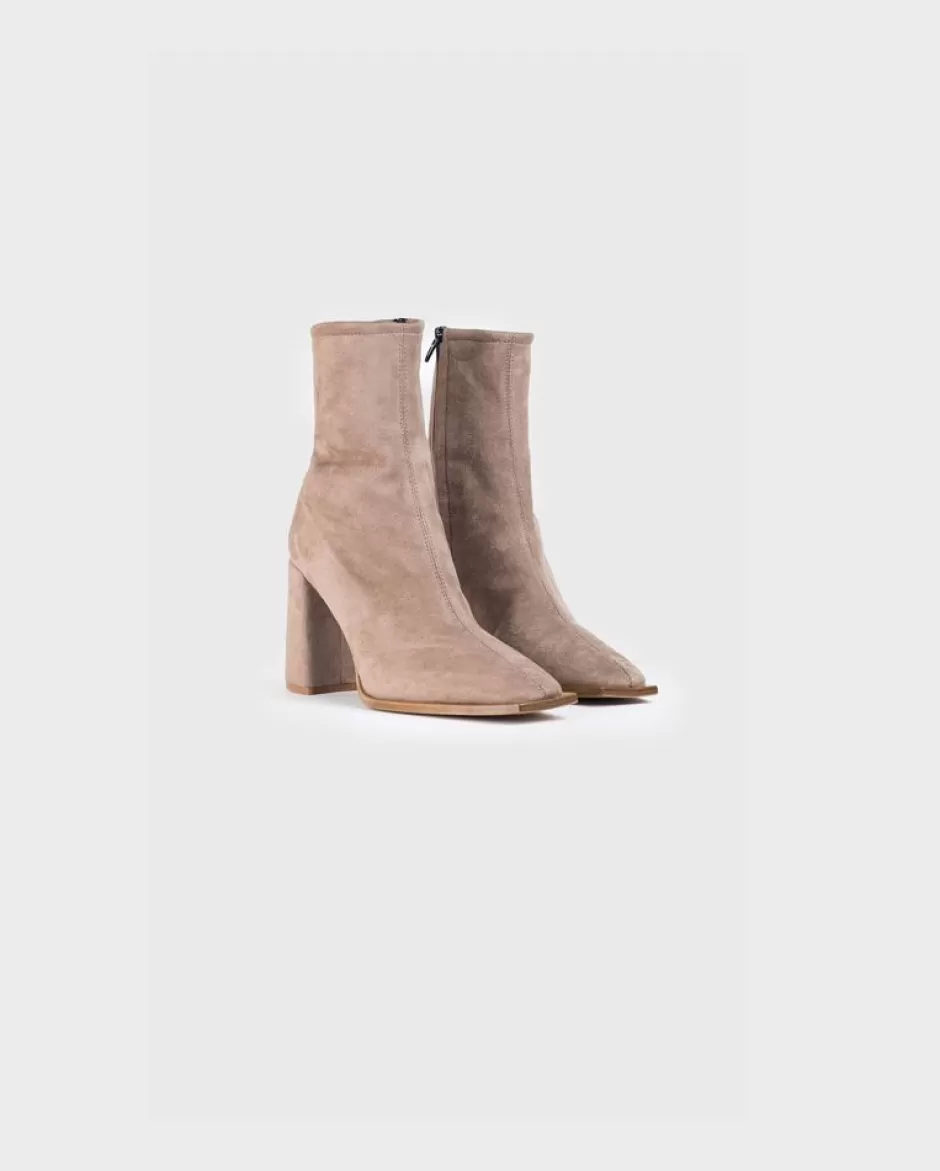 Anne Fontaine Boots*Suede Boots With Chunky Heel Grey