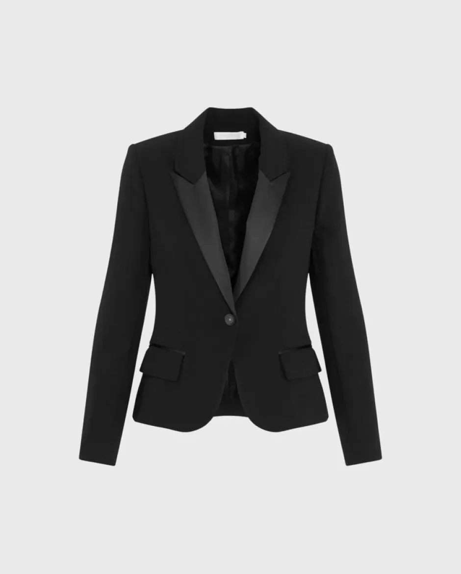 Anne Fontaine Jackets & Coats*Tailored Single Button Tuxedo Jacket Black