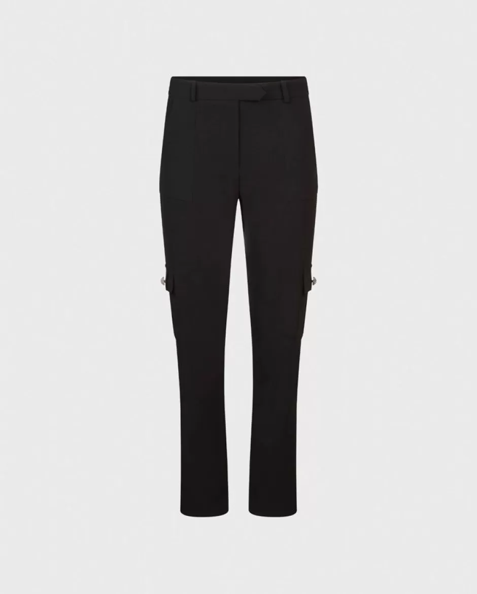 Anne Fontaine Bottoms*Tapered Cargo Trousers With Large Side Pockets Black