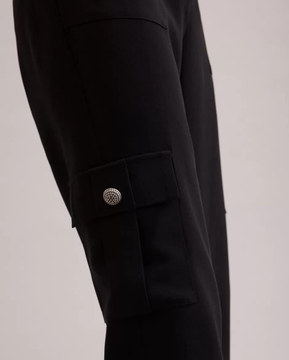 Anne Fontaine Bottoms*Tapered Cargo Trousers With Large Side Pockets Black