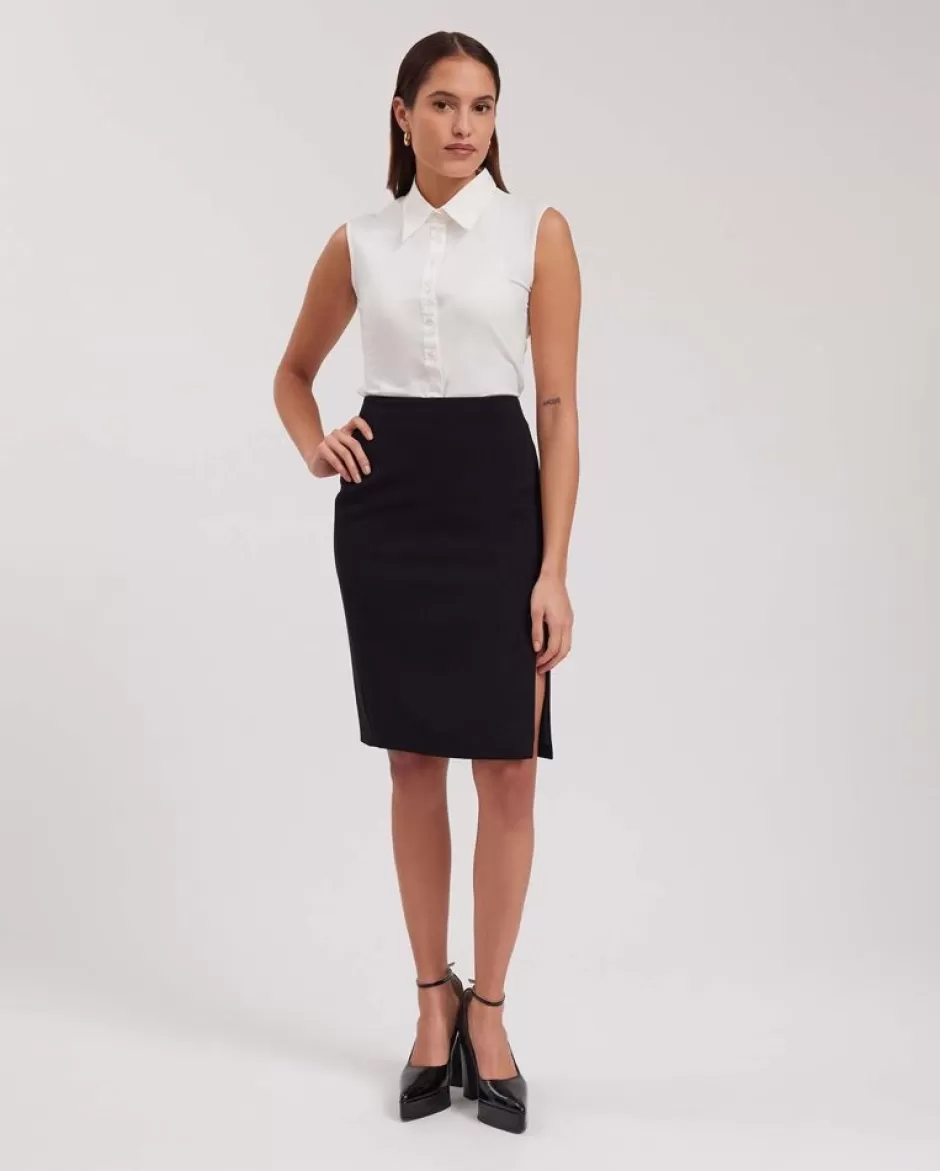 Anne Fontaine Bottoms*Thick Crepe Skirt With Zippered Slit Black