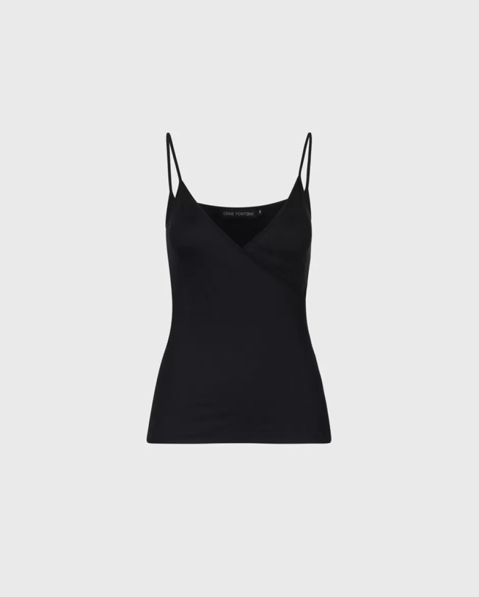 Anne Fontaine Camisoles*Thin Strap Stretch Camisole With A V-Neckline Black