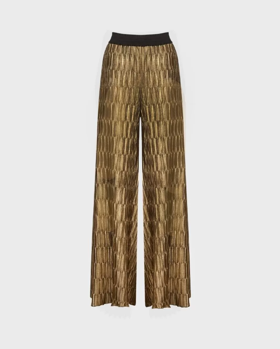 Anne Fontaine Bottoms*Wide Leg Pant With Geometric Pleat Bronze