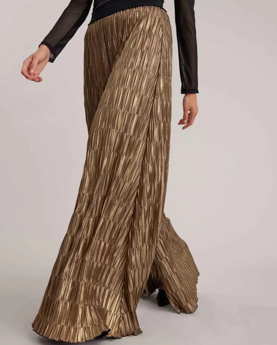 Anne Fontaine Bottoms*Wide Leg Pant With Geometric Pleat Bronze