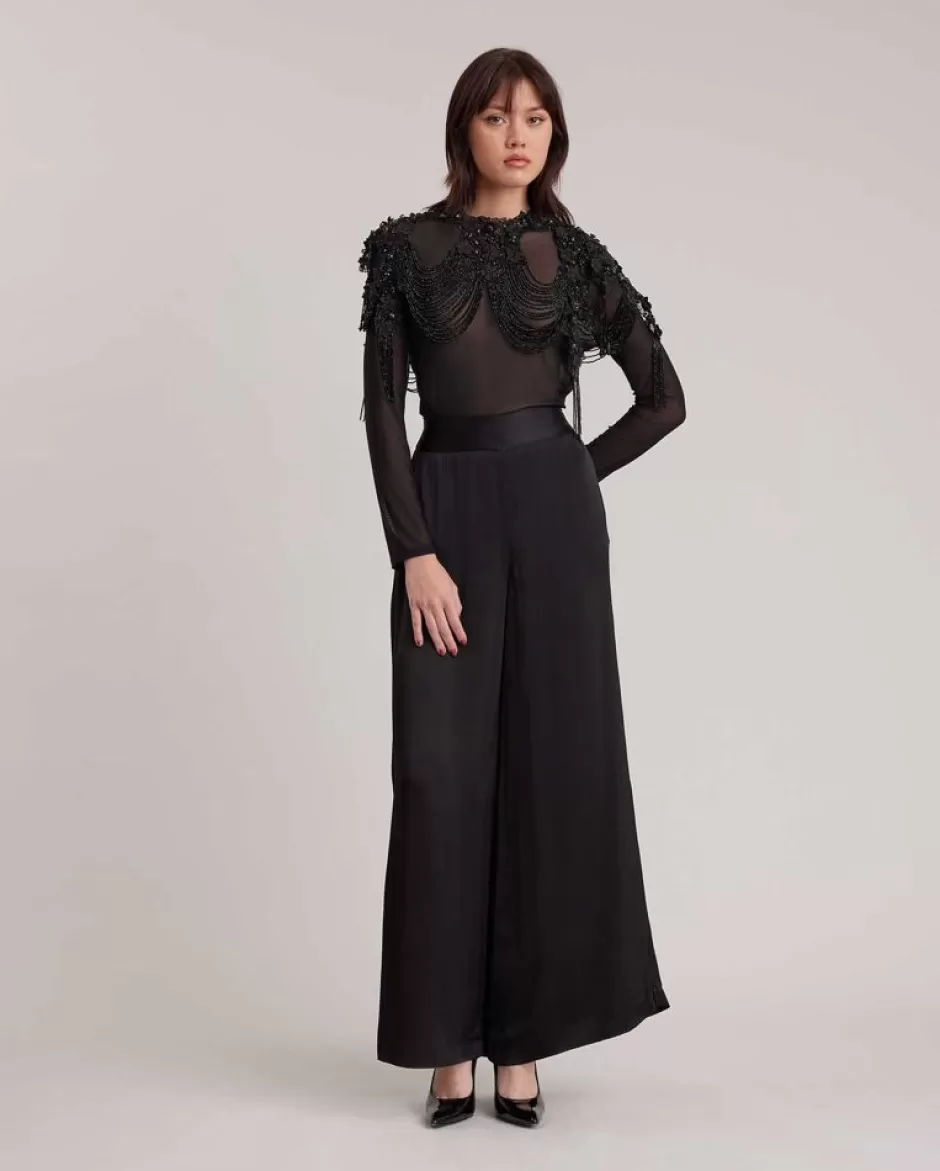 Anne Fontaine Bottoms*Wide-Leg Pant With Hidden Zippers Black